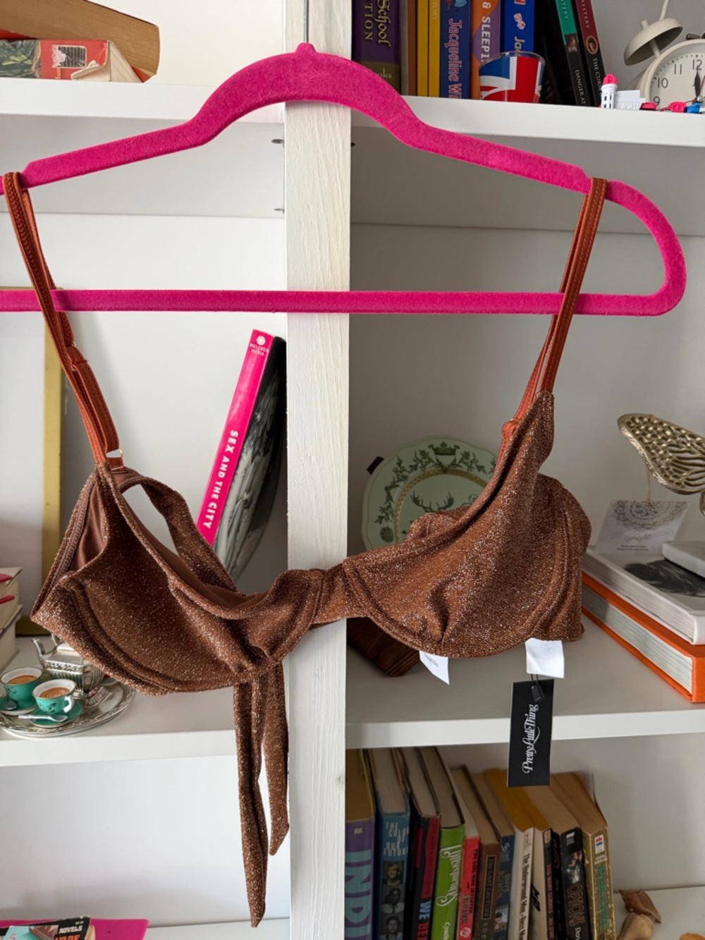 PrettyLittleThing Shimmery Copper Brown Underwire Bikini Top& bottom